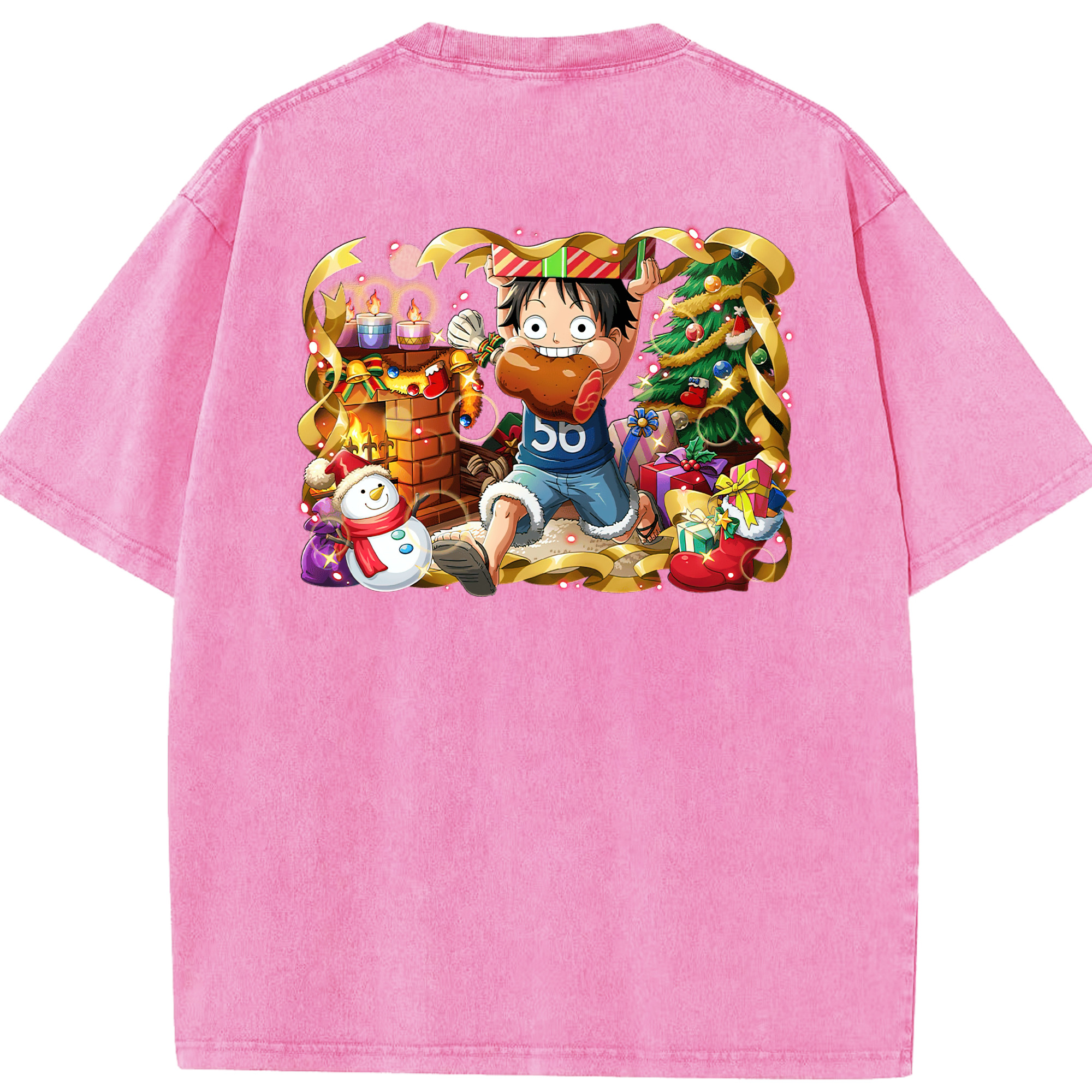 ワンピース モンキー・D・ルフィ ONE PIECE Monkey D. Luffy 綿100% ヴィンテージ風 半袖Tシャツ（背面プリント）
